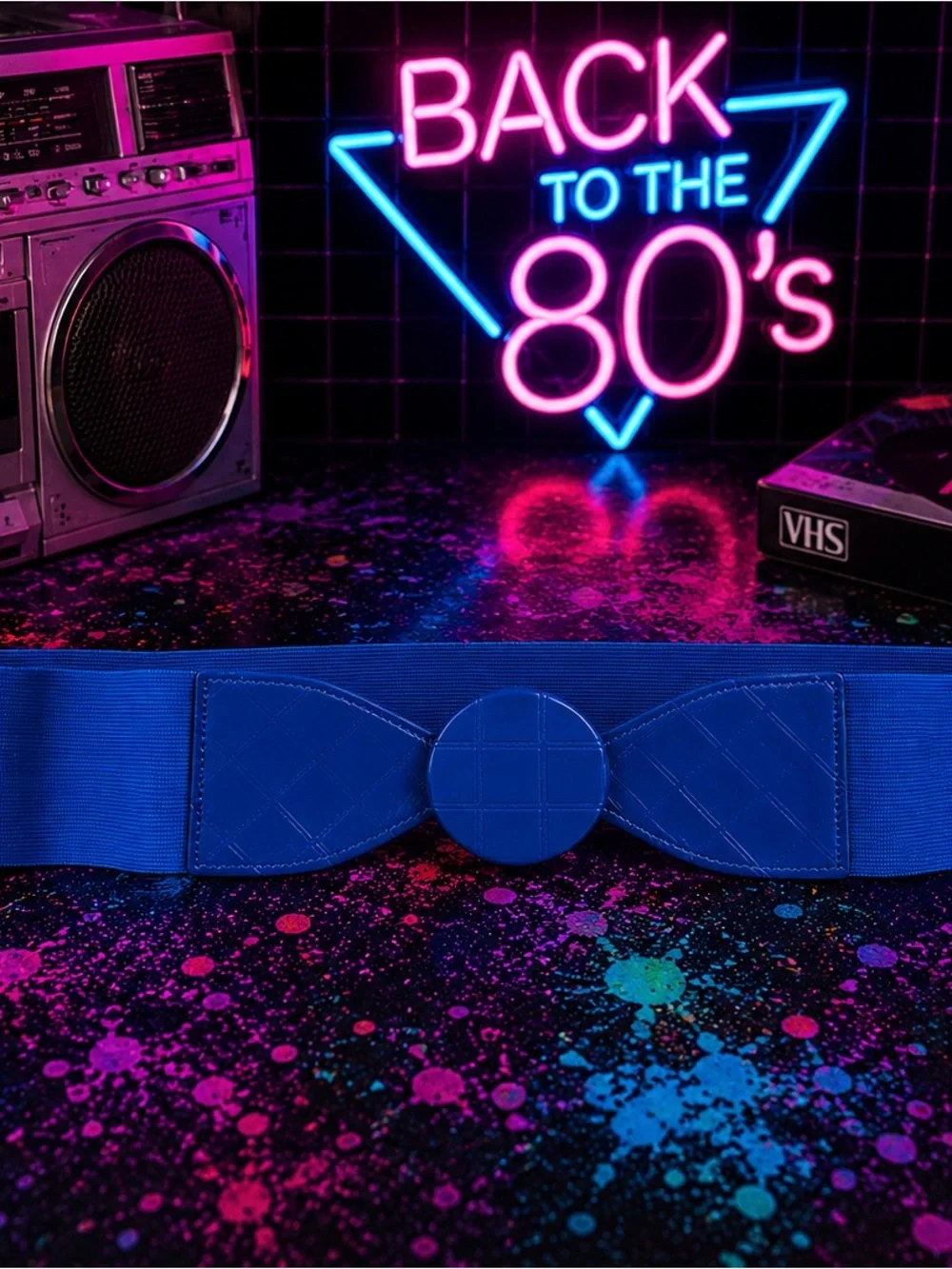 80s Blue Adjustable Belt Strap Accessory